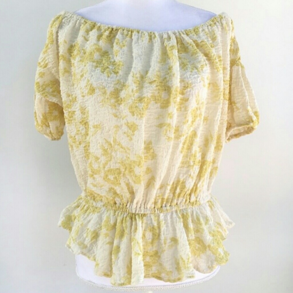Free People NWT yellow/wht off shoulder top